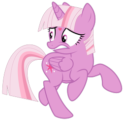 Size: 2970x2905 | Tagged: safe, artist:agrol, artist:chipwanderer, artist:twilyisbestpone, derpibooru exclusive, twilight sparkle, alicorn, pony, the walking hugs, g4, alternate cutie mark, base used, female, folded wings, frown, heart, heart mark, high res, looking back, mare, pegasus wings, running, scared, simple background, solo, teeth, transparent background, twilight sparkle (alicorn), wings