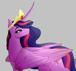 Size: 2000x1868 | Tagged: safe, artist:symphstudio, twilight sparkle, alicorn, pony, g4, the last problem, curved horn, female, folded wings, horn, large wings, mare, older, older twilight, older twilight sparkle (alicorn), princess twilight 2.0, simple background, solo, sternocleidomastoid, twilight sparkle (alicorn), wings