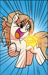 Size: 654x1002 | Tagged: safe, artist:agnes garbowska, idw, official comic, angel sight, earth pony, pegasus, pony, friendship is magic #60, g4, spoiler:comic, background pony, binoculars, comic, cutiespark, female, filly, foal, happy