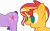 Size: 5887x3681 | Tagged: safe, artist:wissle, sunset shimmer, twilight sparkle, pony, unicorn, g4, absurd resolution, eyes on the prize, female, happy, implied lesbian, implied shipping, implied sunsetsparkle, mare, open mouth, simple background, smiling, transparent background