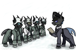 Size: 1579x1034 | Tagged: safe, artist:ashel_aras, oc, oc only, changeling, equestria at war mod, among us, armor, changeling oc, clothes, coat, commission, sketch, uniform, winter