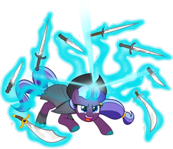 Size: 3600x3115 | Tagged: safe, artist:earth_pony_colds, oc, oc only, oc:black kraken pearl, pony, unicorn, cutlass, hat, high res, magic, pirate, show accurate, simple background, solo, sword, telekinesis, transparent background, weapon