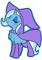 Size: 1668x2388 | Tagged: safe, artist:steelsoul, trixie, pony, unicorn, g4, blushing, cape, chest fluff, clothes, eyes closed, hat, simple background, socks, solo, transparent background, trixie's cape, trixie's hat