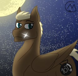 Size: 1825x1779 | Tagged: safe, artist:maître cervidé, oc, oc:titanium platinum light, pegasus, pony, chad, male, moon, night, stars, teeth