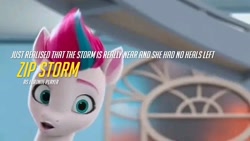 Size: 720x405 | Tagged: safe, edit, edited screencap, screencap, zipp storm, pegasus, pony, g5, female, fortnite, mare, misspelling, play of the game