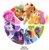 Size: 2121x2160 | Tagged: safe, artist:annaxeptable, applejack, fluttershy, pinkie pie, rainbow dash, rarity, spike, sunset shimmer, twilight sparkle, alicorn, butterfly, earth pony, pegasus, pony, unicorn, g4, g5, alternate hairstyle, book, color wheel, color wheel challenge, g4 to g5, generation leap, high res, magic, magic aura, mane six, simple background, straw in mouth, twilight sparkle (alicorn), white background