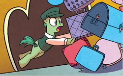 Size: 796x492 | Tagged: safe, artist:agnesgarbowska, idw, official comic, pony, friends forever #37, g4, my little pony: friends forever, spoiler:comic, luggage, male, stallion, unnamed character, unnamed pony