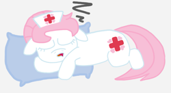 Size: 1885x1026 | Tagged: safe, nurse redheart, earth pony, pony, g4, onomatopoeia, pillow, simple background, sleeping, sound effects, zzz