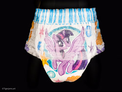 Size: 4000x3000 | Tagged: safe, twilight sparkle, alicorn, pony, g4, black background, cloud, diaper, irl, lightning, merchandise, pampers, pampers easy ups, photo, pullup (diaper), simple background, solo, stars, twilight sparkle (alicorn)