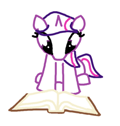 Size: 500x522 | Tagged: safe, artist:purblehoers, twilight sparkle, pony, unicorn, g4, book, female, looking down, mare, ms paint, reading, simple background, sitting, solo, unicorn twilight, white background
