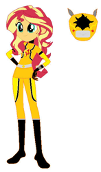 Size: 348x591 | Tagged: safe, color edit, edit, sunset shimmer, human, equestria girls, g4, boots, clothes, colored, gloves, power rangers, shoes, simple background, solo, white background