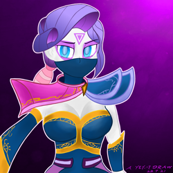 Size: 2048x2048 | Tagged: safe, artist:yey_17, rarity, human, equestria girls, g4, alternate hairstyle, crossover, dota 2, female, high res, makeup, solo, templar assassin