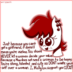 Size: 2048x2048 | Tagged: safe, oc, oc:molly tov, pony, caption, eyelashes, female, freckles, high res, motivational, motivational poster, open mouth, open smile, piercing, reversed gender roles equestria, simple background, smiling, text, white background, wholesome