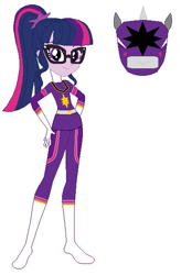 Size: 415x595 | Tagged: safe, color edit, edit, sci-twi, twilight sparkle, human, equestria girls, g4, boots, clothes, colored, gloves, power rangers, shoes, simple background, solo, white background