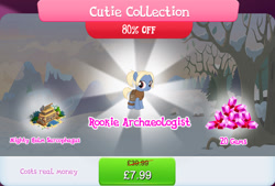 Size: 1268x857 | Tagged: safe, gameloft, gentiana, earth pony, pony, g4, my little pony: magic princess, official, bag, bundle, bush, clothes, costs real money, cutie collection, english, female, filly, foal, gem, mobile game, numbers, sale, shovel, solo, text