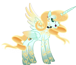 Size: 4782x4055 | Tagged: safe, artist:php178, oc, oc only, oc:iridia, alicorn, pony, my little pony: the movie, .svg available, alicorn oc, blonde hair, blonde mane, blonde tail, bonnie zacherle, choker, coat markings, colored wings, commissioner:dust rock, ear piercing, earring, ethereal hair, ethereal mane, ethereal tail, female, flourish, flourishes, folded wings, galaxy, gem, glowing, glowing mane, glowing tail, god empress of ponykind, gold, gradient wings, heart, highlights, horn, horn ring, hourglass, inkscape, jewelry, long horn, long mane, long tail, looking at you, magic, mane, mare, movie accurate, one wing out, peytral, piercing, ponified, rainbow, redesign, regal, regalia, reimagined, remastered, ring, sand, shading, simple background, smiling, smiling at you, solo, spread wings, starry mane, starry tail, svg, swirls, swirly markings, tail, tall, translucent mane, transparent background, vector, waving, wings, yellow hair, yellow mane, yellow tail