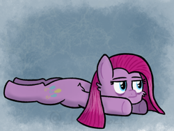 Size: 800x600 | Tagged: safe, artist:_healthpack_, pinkie pie, earth pony, pony, g4, atg 2023, female, lying down, newbie artist training grounds, pinkamena diane pie, prone, sad, solo