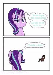 Size: 2480x3508 | Tagged: safe, artist:_healthpack_, starlight glimmer, oc, pony, g4, anxiety, comic, duo, female, high res, simple background, thought bubble, white background