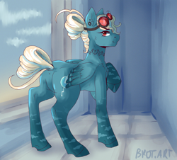 Size: 2327x2108 | Tagged: safe, artist:brot-art, oc, oc:haywire, pegasus, pony, anus, blue background, butt, chest fluff, featureless crotch, female, high res, magical lesbian spawn, next generation, nudity, offspring, parent:applejack, parent:rainbow dash, parents:appledash, plot, raised tail, rear view, simple background, simplistic anus, solo, tail, wings