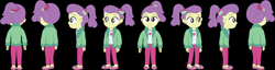 Size: 4172x1072 | Tagged: safe, artist:prixy05, lily pad (g4), human, equestria girls, g4, black background, child, female, simple background, solo, turnaround
