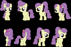 Size: 3939x2616 | Tagged: safe, artist:prixy05, lily pad (g4), earth pony, pony, g4, black background, cute, equestria girls ponified, female, filly, foal, high res, lily padorable, ponified, simple background, solo, turnaround