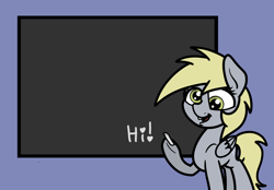 Size: 2048x1422 | Tagged: safe, artist:ewoudcponies, derpy hooves, pegasus, pony, g4, chalkboard, female, hi, solo