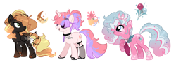 Size: 5887x2091 | Tagged: safe, artist:dixieadopts, bramble, oc, oc only, oc:cotton candy pie, oc:simple moon, oc:warm star, earth pony, pegasus, pony, unicorn, g4, beauty mark, blue eyes, body markings, choker, clothes, colored eartips, colored wings, colored wingtips, crystal, ear piercing, earring, eyeshadow, facial markings, female, fishnet pantyhose, fishnet stockings, folded wings, freckles, gradient hair, gradient legs, gradient mane, gradient tail, green eyes, hairband, hairclip, jewelry, leaning forward, leg freckles, lidded eyes, looking up, magical lesbian spawn, makeup, mare, offspring, open mouth, pale belly, parent:applejack, parent:cheese sandwich, parent:moondancer, parent:pinkie pie, parent:princess luna, parent:twilight sparkle, parents:cheesepie, parents:lunajack, parents:twidancer, pegasus oc, piercing, pink eyes, ponytail, raised hoof, sailor collar, shoes, simple background, smiling, tail, thorn, transparent background, wings