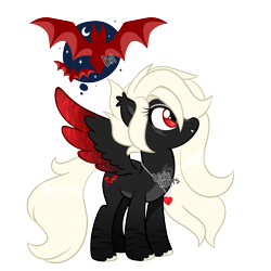 Size: 2000x2000 | Tagged: safe, artist:dixieadopts, oc, oc only, oc:red velvet, bat, pegasus, pony, body markings, colored hooves, colored wings, colored wingtips, cute, cute little fangs, ear tufts, eyeshadow, facial markings, fangs, female, gradient legs, gradient wings, high res, jewelry, looking up, makeup, mare, necklace, pale belly, red eyes, simple background, slit pupils, solo, spread wings, standing, stripes, transparent background, two toned wings, unshorn fetlocks, wings