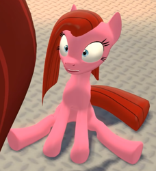 Size: 455x499 | Tagged: safe, artist:theinvertedshadow, pinkie pie, earth pony, pony, elements of insanity, g4, 3d, cute, female, gmod, looking at someone, looking up, mare, pinkamena diane pie, pinkis cupcake, pinkisbetes, shrunken pupils, sitting, surprised, the sad tale of pinkis cupcake