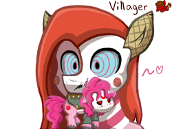 Size: 800x600 | Tagged: safe, artist:villagerpony13, oc, oc:candymare, oc:knackerman, fanfic:knackered, fanfic:something sweet to bite, fanfic:zephyr's job interview, behaving like a dog, cute, not pinkie pie, simple background, white background