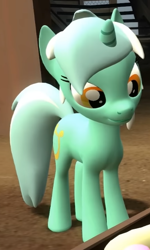 Size: 290x484 | Tagged: safe, artist:theinvertedshadow, lyra heartstrings, pony, unicorn, elements of insanity, g4, 3d, an odd day for the cutie mark creeps, cute, female, gmod, looking at someone, looking down, lyrabetes, mare, solo focus, standing