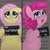 Size: 3000x3000 | Tagged: safe, artist:flutterpawss, fluttershy, pinkie pie, earth pony, pegasus, pony, g4, barbie, barbie (film), barbie mugshot meme, cute, diapinkes, duo, female, floppy ears, frown, high res, hoof hold, mare, meme, mugshot, open mouth, open smile, shyabetes, smiling