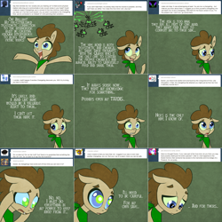 Size: 1954x1954 | Tagged: safe, artist:toadstool-prancer, doctor whooves, time turner, oc, oc:tantamount, changeling, earth pony, pony, tantamount time turner, g4, blue eyes, changeling oc, disguise, disguised changeling, earth pony oc, eyes open, fangs, green sclera, male, male oc, pony oc, solo, stallion