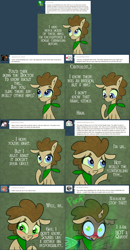 Size: 1302x2500 | Tagged: safe, artist:toadstool-prancer, doctor whooves, time turner, oc, oc:tantamount, changeling, earth pony, pony, tantamount time turner, g4, blue eyes, changeling oc, disguise, disguised changeling, earth pony oc, eyes open, green sclera, male, male oc, pony oc, solo, stallion