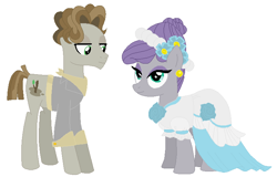 Size: 750x481 | Tagged: safe, artist:glittertiara, maud pie, mudbriar, earth pony, pony, g4, bride, clothes, dress, female, groom, husband and wife, male, mare, marriage, ship:maudbriar, shipping, simple background, stallion, straight, tuxedo, wedding, wedding dress, white background