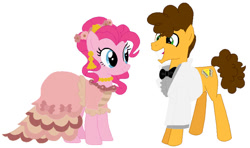 Size: 748x444 | Tagged: safe, artist:glittertiara, cheese sandwich, pinkie pie, earth pony, pony, g4, bride, clothes, dress, female, groom, husband and wife, male, mare, marriage, ship:cheesepie, shipping, simple background, stallion, straight, tuxedo, wedding, wedding dress, white background