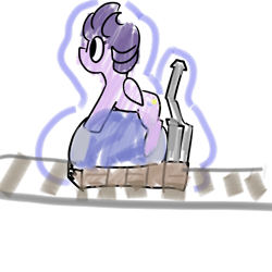 Size: 1250x1250 | Tagged: safe, clear skies, pegasus, pony, g4, /mlp/ tf2 general, cart, female, mare, payload, simple background, sketch, solo, team fortress 2, tracks, transparent background