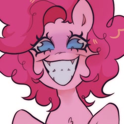 Size: 1108x1108 | Tagged: safe, artist:ghuoulish, pinkie pie, earth pony, pony, g4, big smile, looking at you, simple background, smiling, smiling at you, solo, staring into your soul, white background
