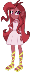 Size: 323x772 | Tagged: dead source, source needed, safe, oc, oc only, oc:mezma, human, siren, equestria girls, g4, bare shoulders, clothes, disguise, disguised siren, dress, female, hand on hip, photo, sandals, simple background, sleeveless, solo, transparent background
