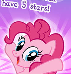 Size: 282x294 | Tagged: safe, gameloft, pinkie pie, earth pony, pony, g4, cropped, cute, diapinkes, english, female, looking at you, mare, meme, open mouth, open smile, smiling, solo, text, wow! glimmer