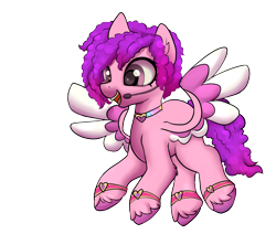 Size: 2600x2200 | Tagged: safe, artist:dumbwoofer, ruby jubilee, pegasus, pony, g5, bracelet, bridlewoodstock, ear fluff, female, flying, high res, hock fluff, jewelry, mare, microphone, necklace, simple background, singing, smiling, solo, transparent background, unshorn fetlocks