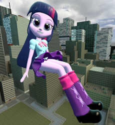 Size: 3886x4218 | Tagged: safe, artist:shot678, twilight sparkle, human, equestria girls, g4, 3d, bedroom eyes, city, female, giantess, gmod, lidded eyes, looking at you, macro