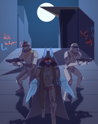 Size: 2520x3200 | Tagged: safe, artist:chapaevv, rainbow dash, human, anthro, g4, 104th battalion, blaster, cc-3636, commander wolffe, commission, crazy face, crossover, faic, galactic empire, high res, insanity, lightsaber, night, omae wa mou shindeiru, sith, star wars, stormtrooper, this will end in death, this will end in tears, this will end in tears and/or death, weapon, wolf pack