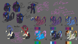 Size: 7680x4320 | Tagged: safe, artist:zlatdesign, oc, oc:rizedhorisont, oc:rusted gold, oc:stellar, design, process, sketch, sketch dump