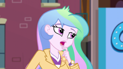 Size: 1280x720 | Tagged: safe, screencap, princess celestia, principal celestia, human, equestria girls, g4, my little pony equestria girls: friendship games, brooch, cutie mark accessory, cutie mark brooch, faic, female, jewelry, open mouth, solo