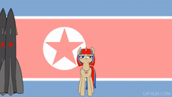 Size: 520x293 | Tagged: safe, artist:ivacher comix, oc, pony, animated, gif, missile, nation ponies, north korea, ponified, solo, youtube link