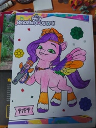 Size: 3000x4000 | Tagged: safe, pipp petals, pegasus, pony, bridlewoodstock (make your mark), g5, my little pony: a new generation, my little pony: make your mark, my little pony: make your mark chapter 4, spoiler:g5, coloring, coloring book, coloring page, microphone, solo, traditional art