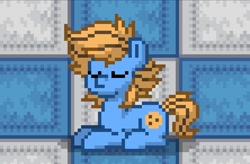 Size: 740x486 | Tagged: safe, oc, oc:blue cookie, earth pony, pony, pony town, male, sleeping, solo, stallion