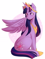 Size: 2072x2722 | Tagged: safe, artist:_saharts, twilight sparkle, alicorn, pony, g4, crown, high res, jewelry, regalia, simple background, solo, twilight sparkle (alicorn), white background