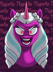 Size: 1471x2000 | Tagged: safe, artist:zendora, opaline arcana, alicorn, pony, g5, antagonist, dragonfire, female, glowing, glowing eyes, mare, obsession, opaline's dark castle, open mouth, open smile, smiling, solo, that pony sure does love dragonfire, villainess